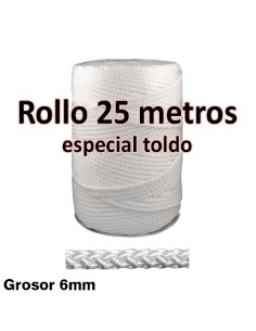 CUERDA CORDEL GRANITO NYLON TRENZADO DE 6 ROLLO 25 METROS PARA TOLDOS ALTA CALIDAD