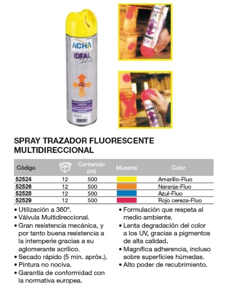 Spray trazador fluorescente multidireccional NARANJA-FLUO  500ml