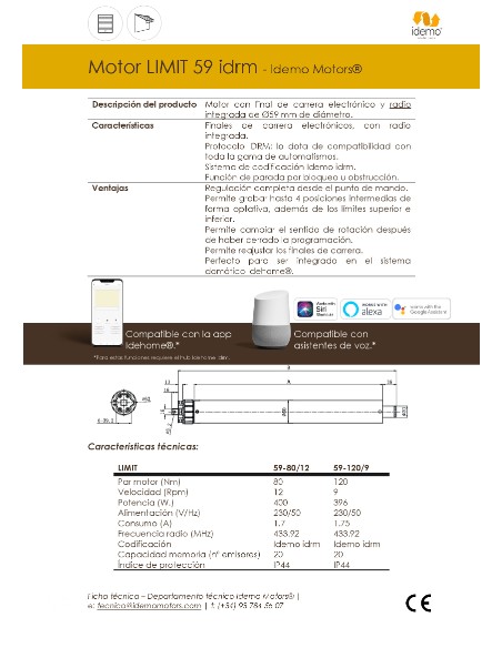 MOTOR LIMIT 59-80/12 IDRM 128KG - IDEMO (RADIO)