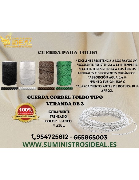 CUERDA CORDEL GRANITO NYLON TRENZADO DE 6  ROLLO *NEGRO* 200M Fabricada seg