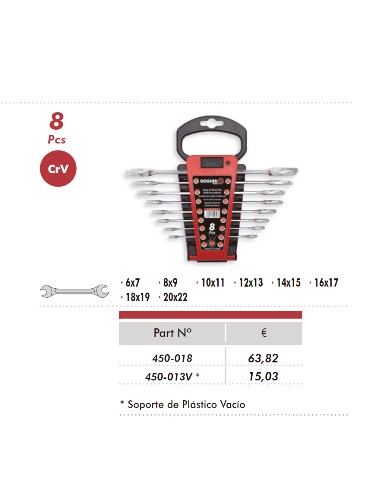 SOPORTE PLAS.LLAVES FIJAS 8 PIEZAS VACIO