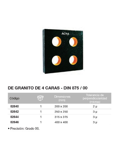 Escuadra DIN 875/00 de granito de 4 caras 250 x 250mm