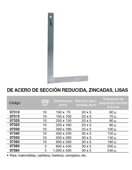 Escuadra de acero de secci