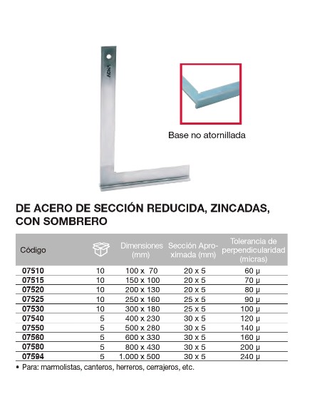 Escuadra de acero de secci