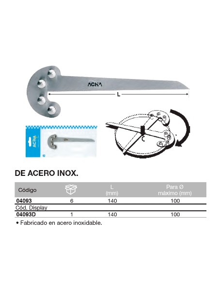 Escuadra busca centros de acero inox.  Para 