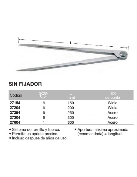 Compas De Puntas C/Soporte Y Fijador