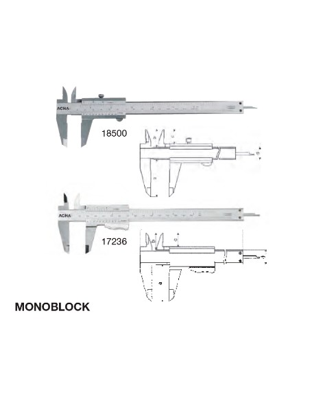 Calibre de bolsillo monoblock 0-70mm