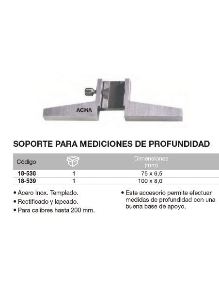 Soporte para mediciones de profundidad 75 x 6,5mm