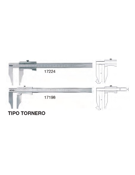 Calibre tipo tornero acero inox. cromado mate 200 x Boca 60