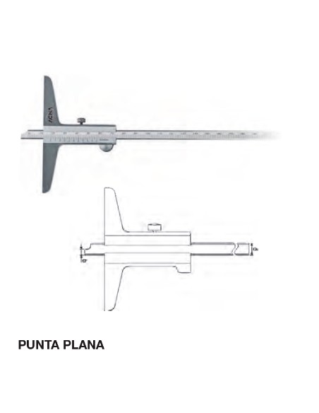 Calibre de profundidad punta plana 0-150 Puente 100