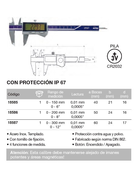 Calibre digital con protecci