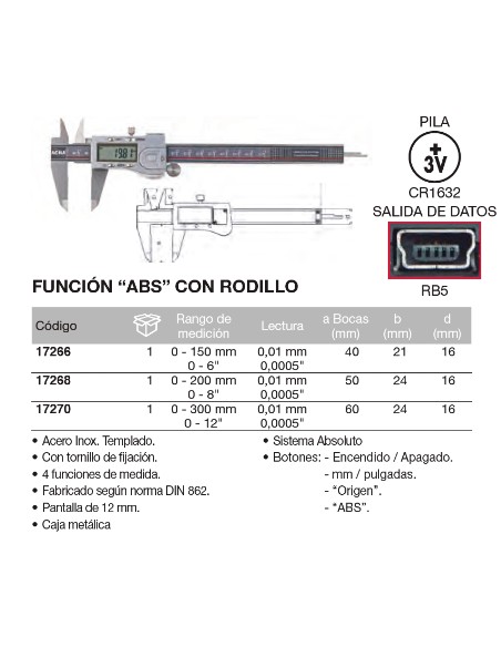 Calibre digital con funci