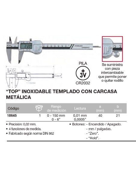 Calibre digital "TOP" con carcasa met