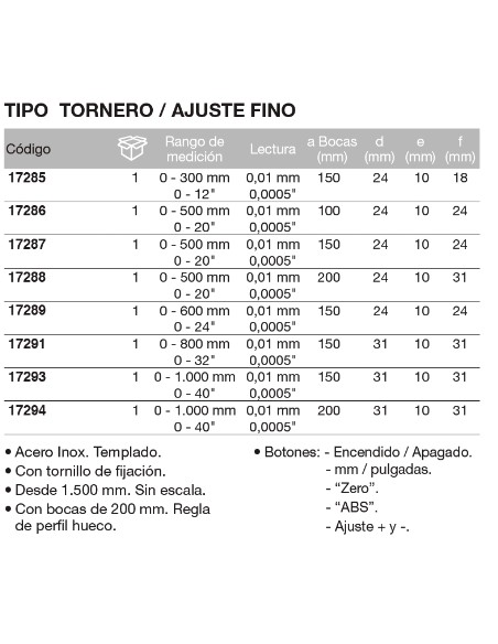 Calibre digital grande tipo tornero ajuste fino 0-500 x Boca 200