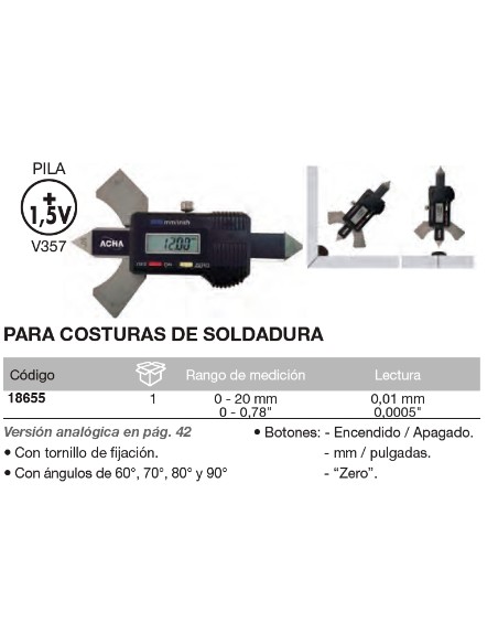 Calibre digital para costuras de soldadura 0-20mm