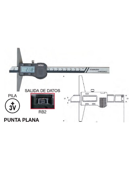 Calibre de profundidad digital punta plana 0-150 Puente 100