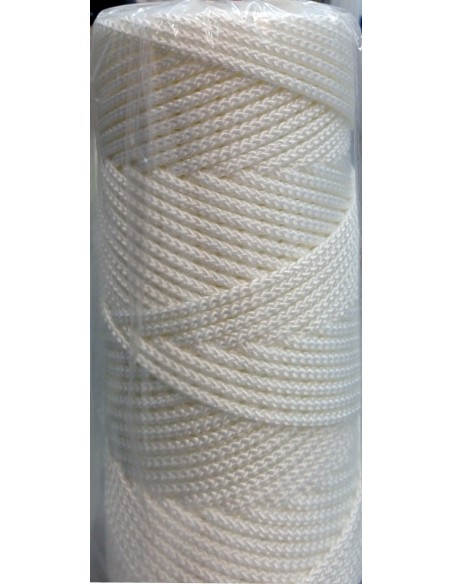 CUERDA CORDEL GRANITO NYLON TRENZADO DE 6 *BLANCA* 200 METROS  ESPECIAL TOLDO