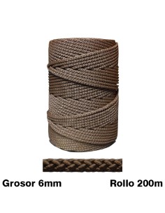 CUERDA CORDEL GRANITO NYLON TRENZADO DE 6  ROLLO *MARRON* 200METRO ALTA CALIDAD