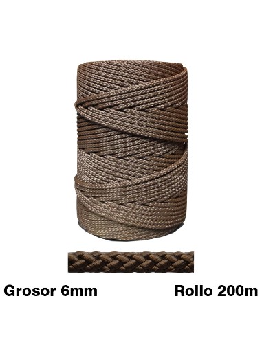 CUERDA CORDEL GRANITO NYLON TRENZADO DE 6  ROLLO *MARRON* 200METRO ALTA CALIDAD