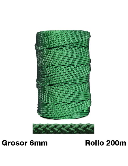 CUERDA CORDEL GRANITO NYLON TRENZADO DE 6  ROLLO *VERDE** 200METR